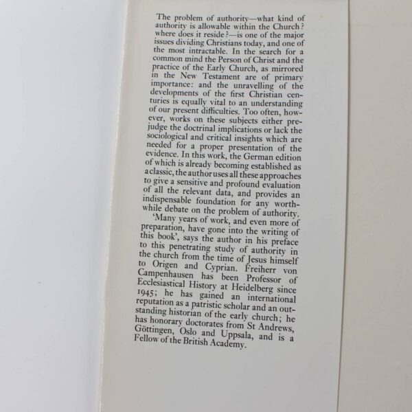 Ecclesiastical authority and spiritual power in the Church of the first three centuries book by Hans Von Campenhausen  ISBN: 9780713601206 - Image 2