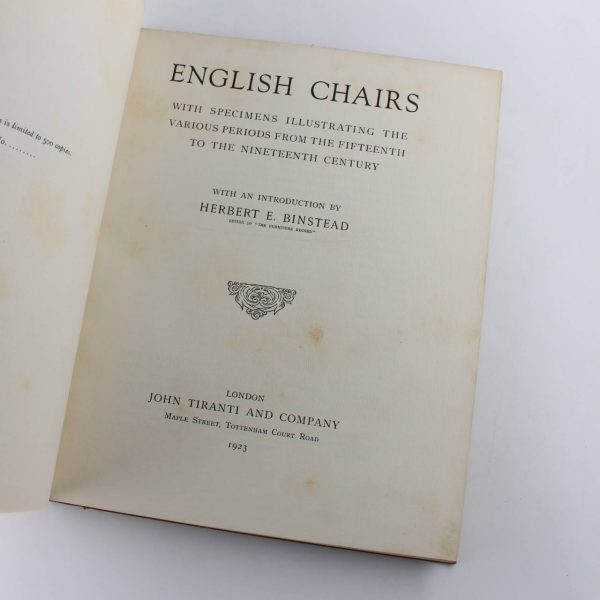 English chairs. With specimens illustrating the various periods from the fifteenth to the nineteenth century book by Herbert E. Binstead  ISBN: - Image 2