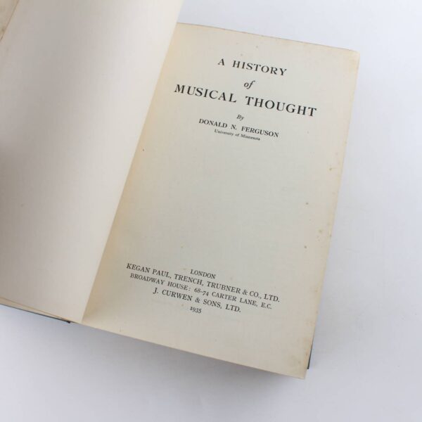 A history of musical thought book by Donald Nivison Ferguson  ISBN: - Image 2