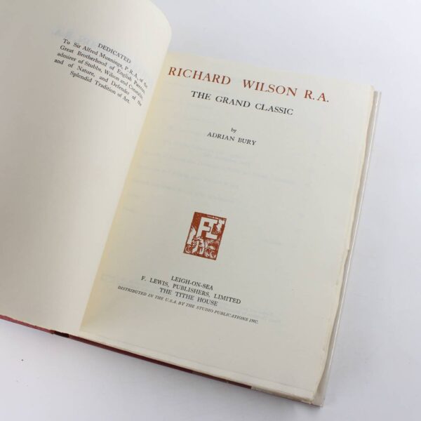 RICHARD WILSON R.A.: The Grand Classic book by Adrian. Bury  ISBN: - Image 2